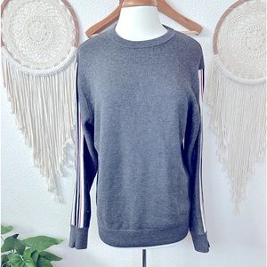Jack & Jones core gray striped sleeve knit pullover sweater